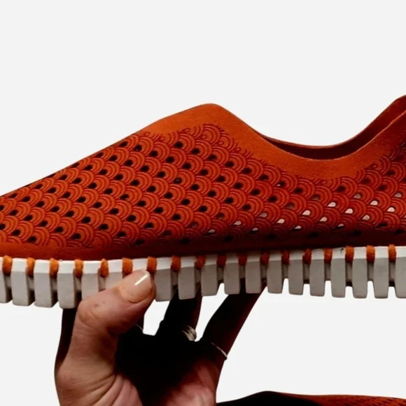 Ilse Jacobsen Orange Perforated Slip-On Flats - Picture 4 of 8